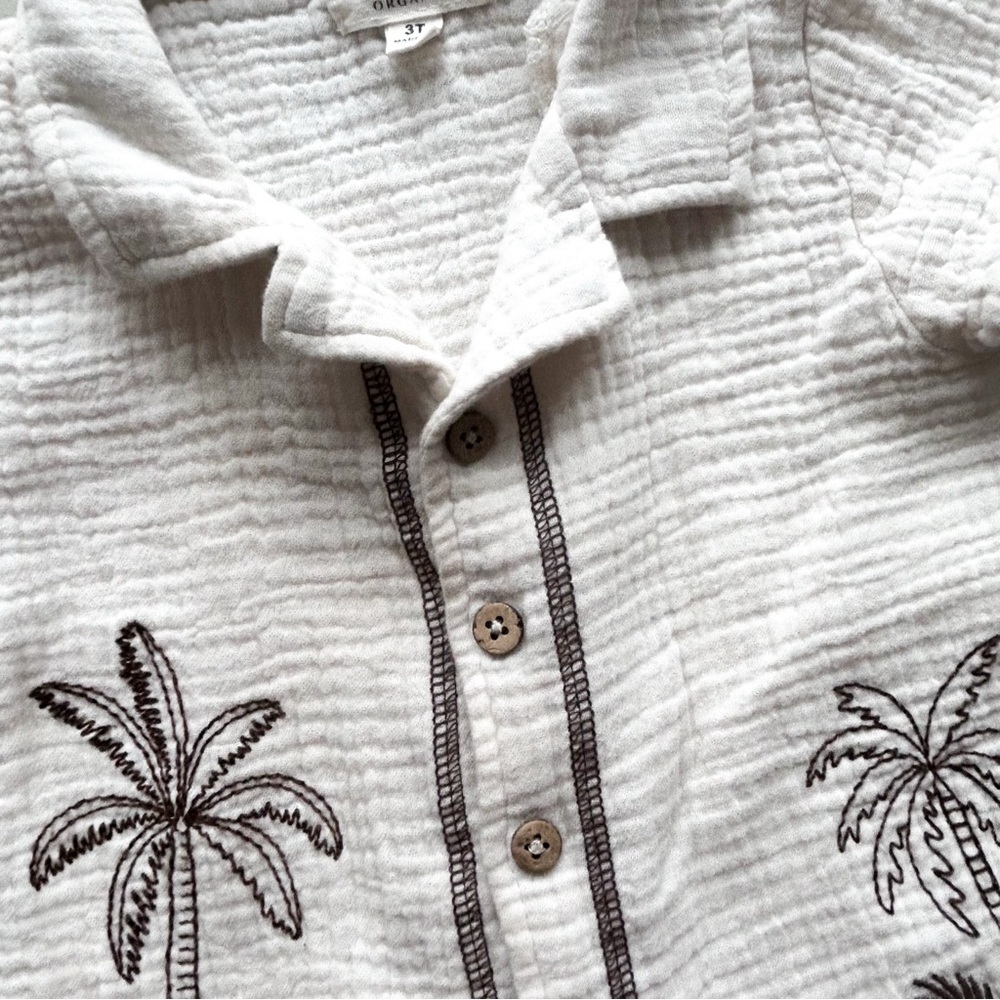 Rabbit + Bear Organic Cotton Embroidered Button Down Toddler Baby Boy 3T - Picture 4 of 7